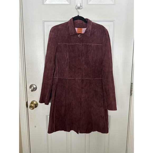 VTG Anonymous John Carlisle Coat Womens Medium Suede Button Up Jacket Y2K - Picture 4 of 8